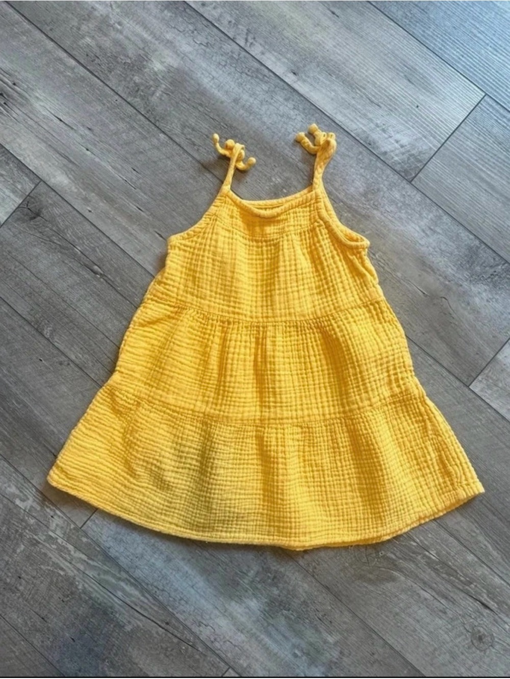 Cat & Jack Yellow Cotton Gauze Tiered Dress 3T